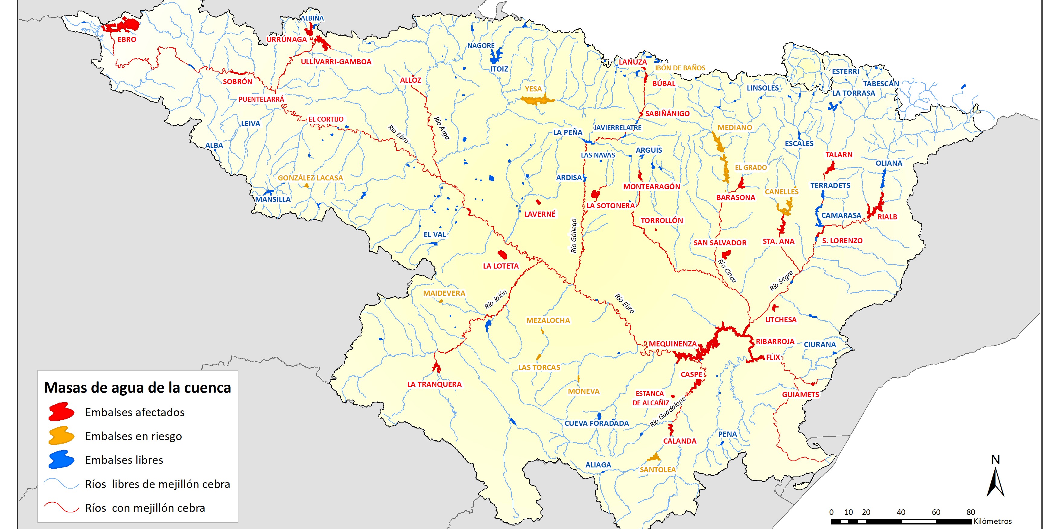 La CHE finaliza la campaña de control larvario de mejillón cebra en 42 embalses y detecta ejemplares adultos en los embalses de Alloz (Navarra) y Santa Ana (Aragón y Lleida) y larvas en el embalse de Canelles (Aragón y Lleida)